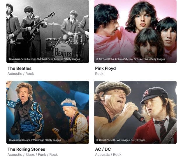 Image of four famous rock banks